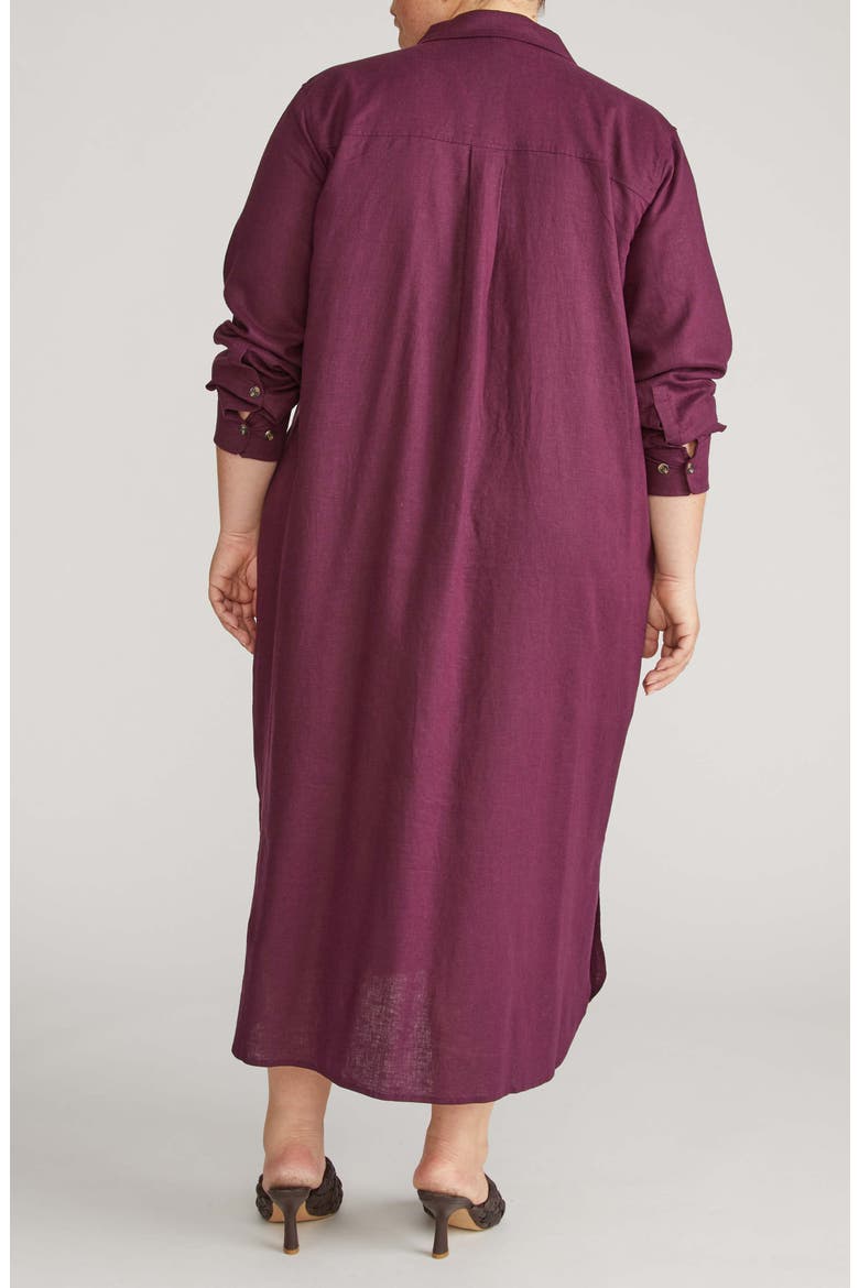 Odeon Long Sleeve Stretch Linen Blend Shirtdress