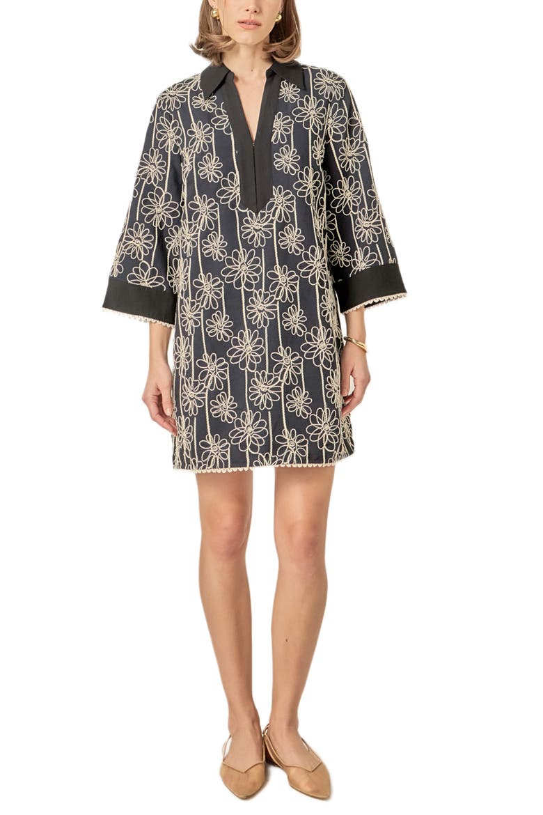 Floral Embroidery Shift Minidress