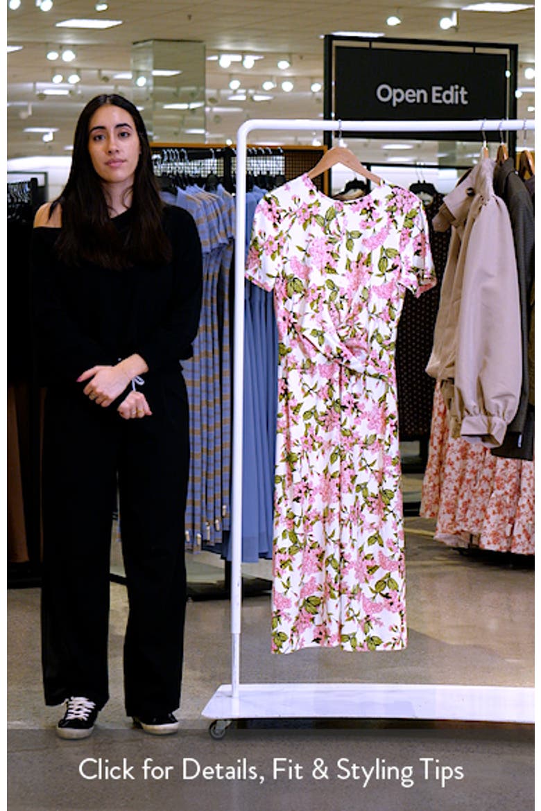 Chelsea Twist Front Floral Knit Midi Dress