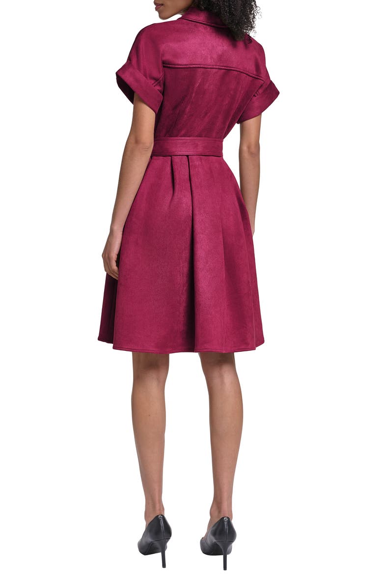 Belted Faux Suede Shirtdress