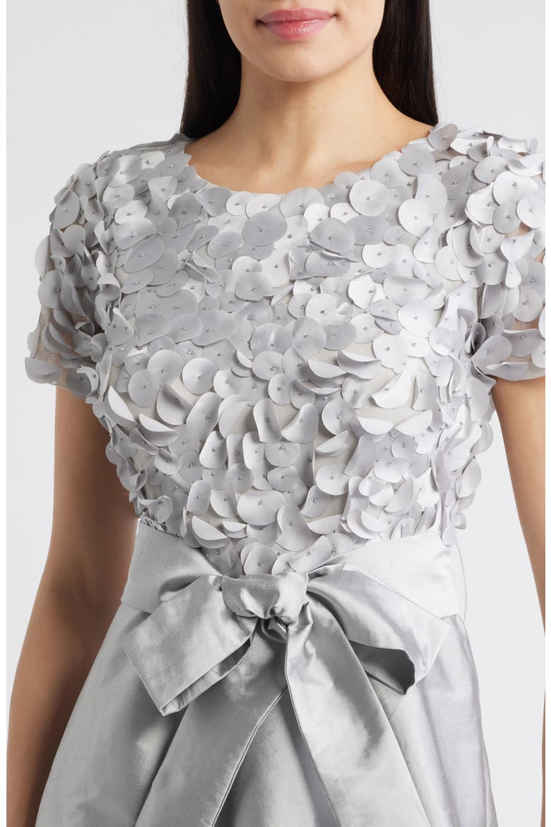 3D Beaded Paillette Bodice Taffeta A-Line Gown