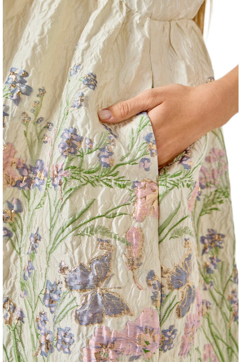 Metallic Floral Jacquard Minidress