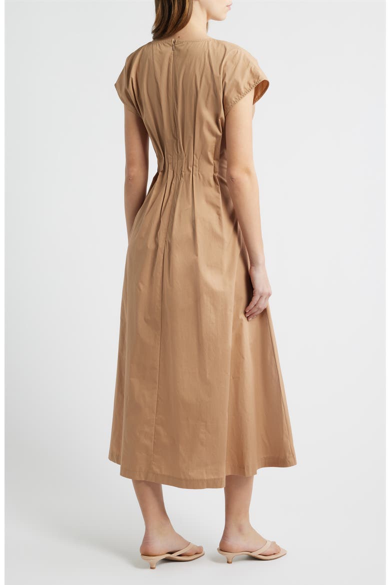 Gathered Waist Cotton Midi Dress