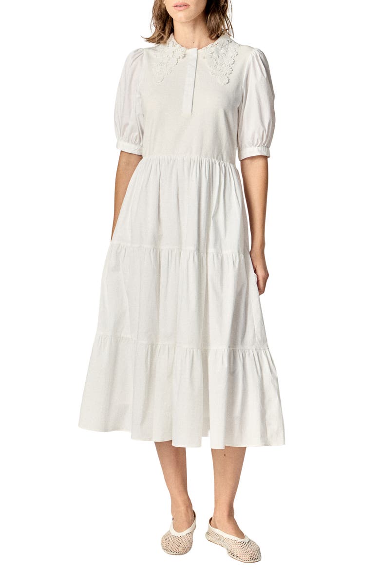 Short Sleeve Mixed Media Midi Dress