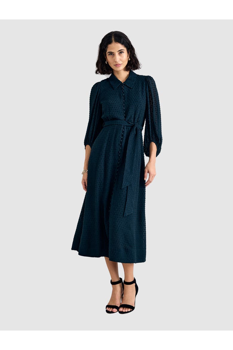 Maeve Textured Belted Shirt Dress
