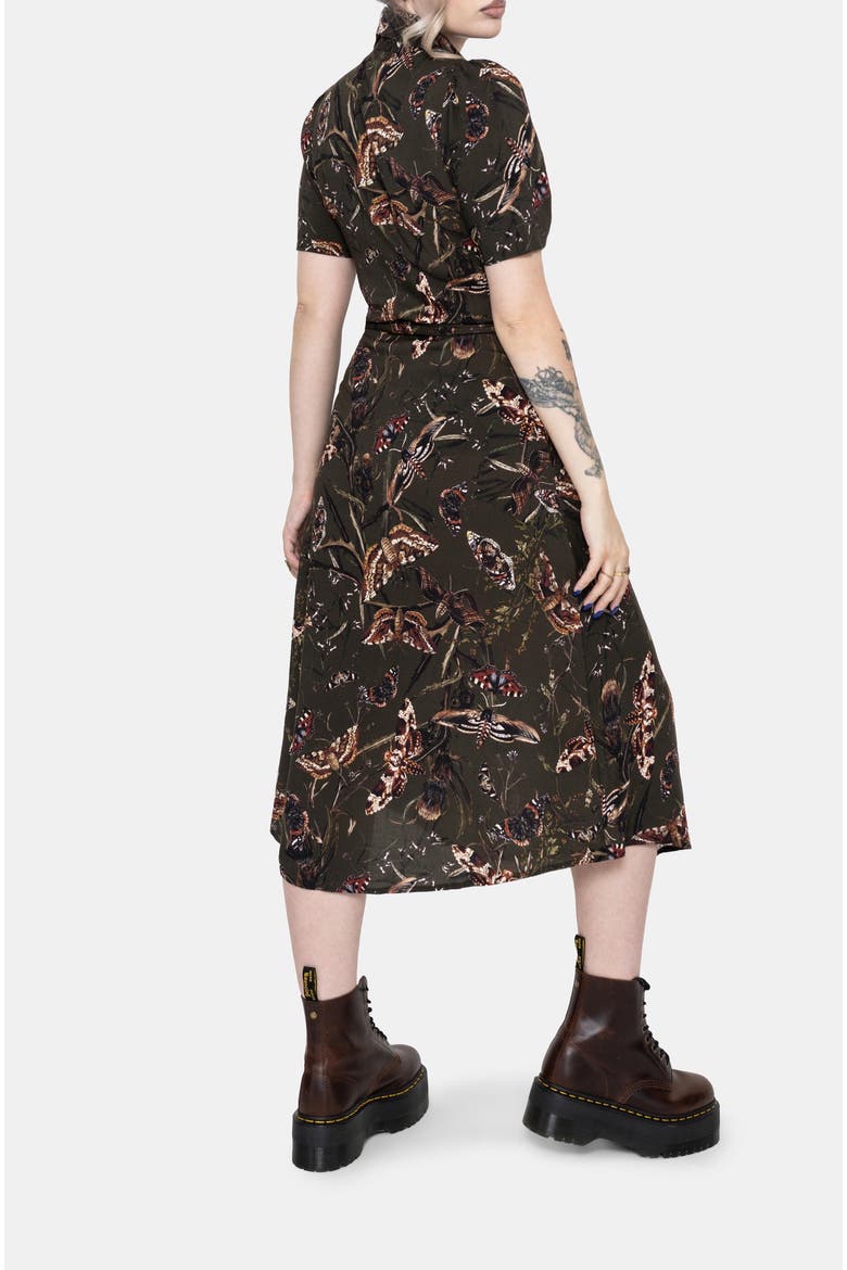 Whispen Moth Print Midi Shirt Dress