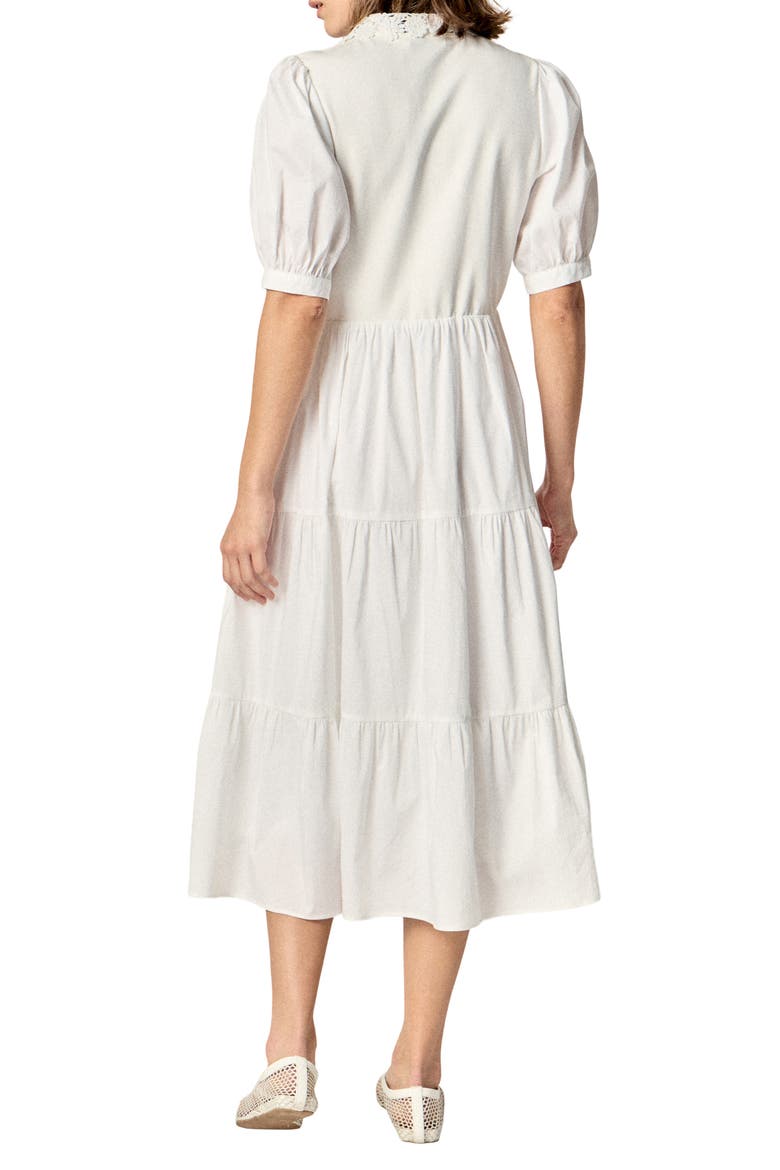 Short Sleeve Mixed Media Midi Dress