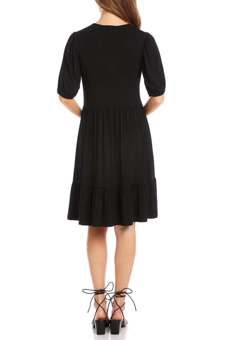 Tiered Puff Sleeve A-Line Dress