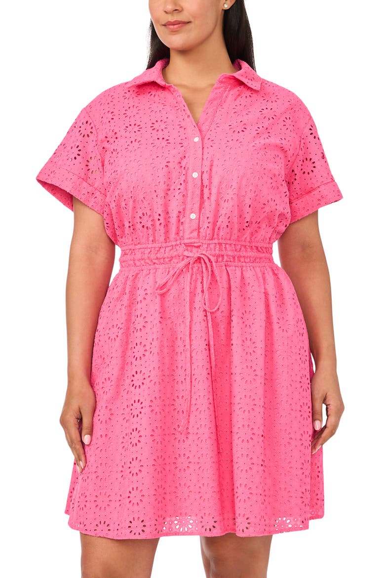 Short Sleeve Cotton Eyelet Shirtdress
