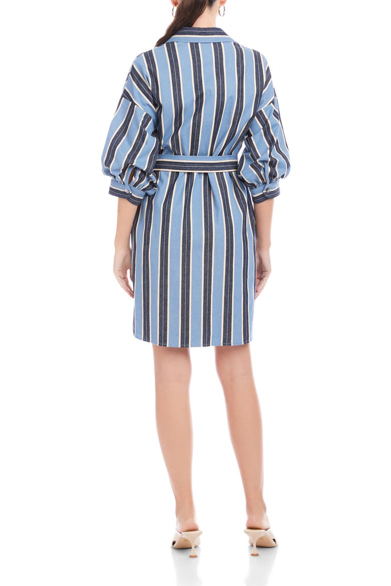 Blaire Stripe Lantern Sleeve Stretch Cotton Shirtdress