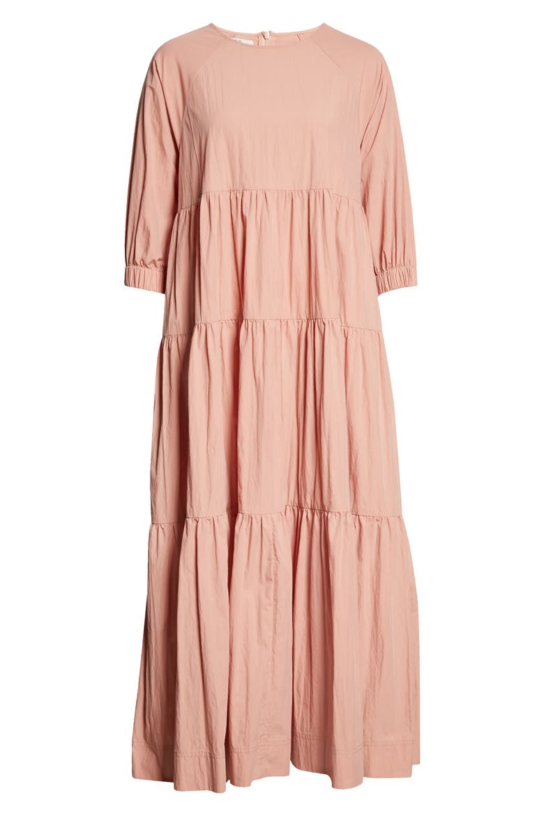 Tiered Bubble Sleeve Midi Dress