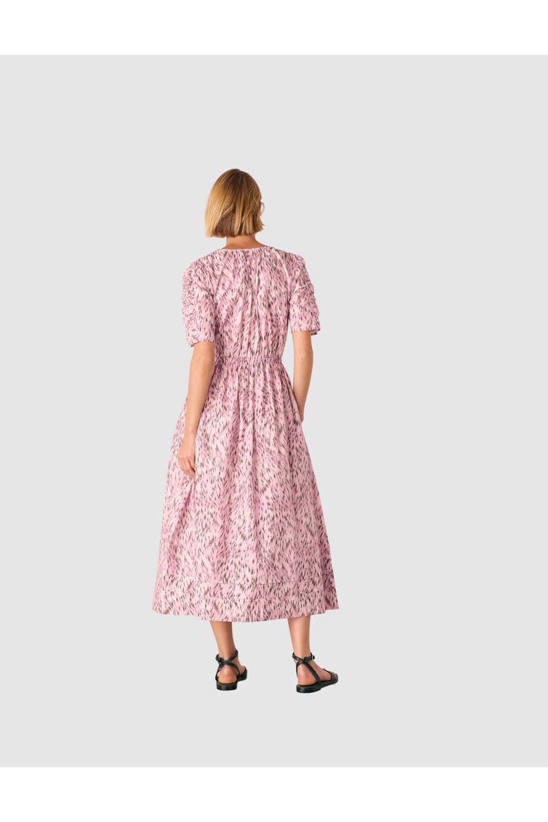 Short Sleeve V-Neck Printed Midi Dress