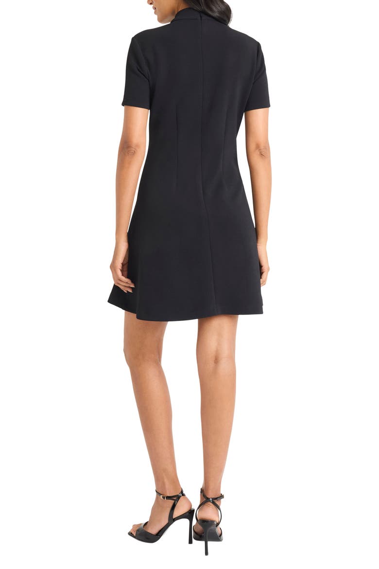 Patch Pocket Short Sleeve Stretch Crepe Minidress