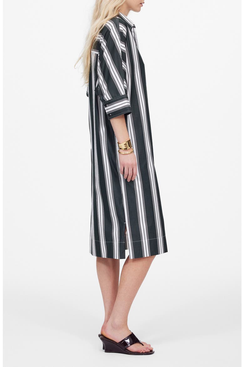 Stripe Dolman Sleeve Poplin Midi Shirtdress