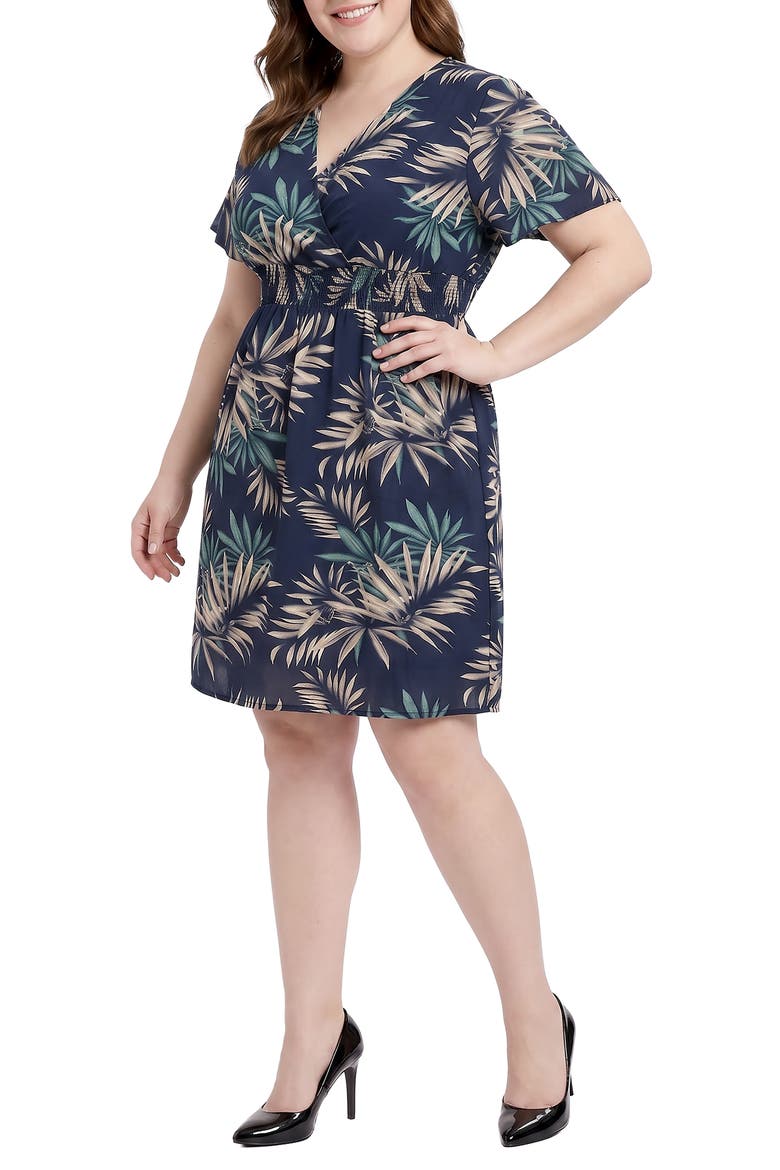 Floral Surplice Neck Minidress