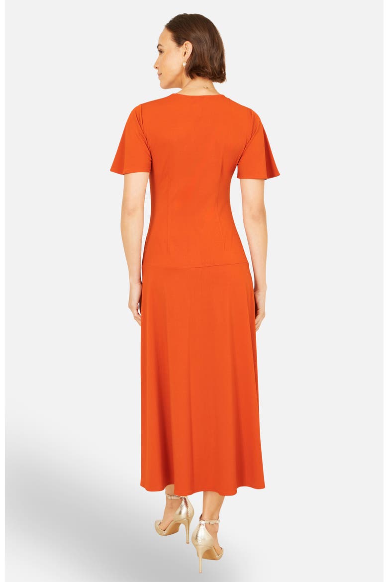 Ruched Front Stretch Midi Dress