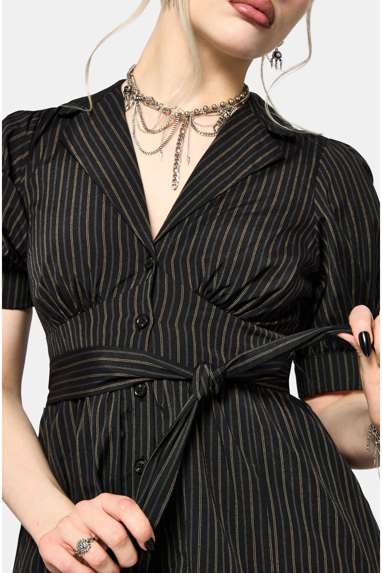 Jenna Stripe Cotton Tie Midi Dress