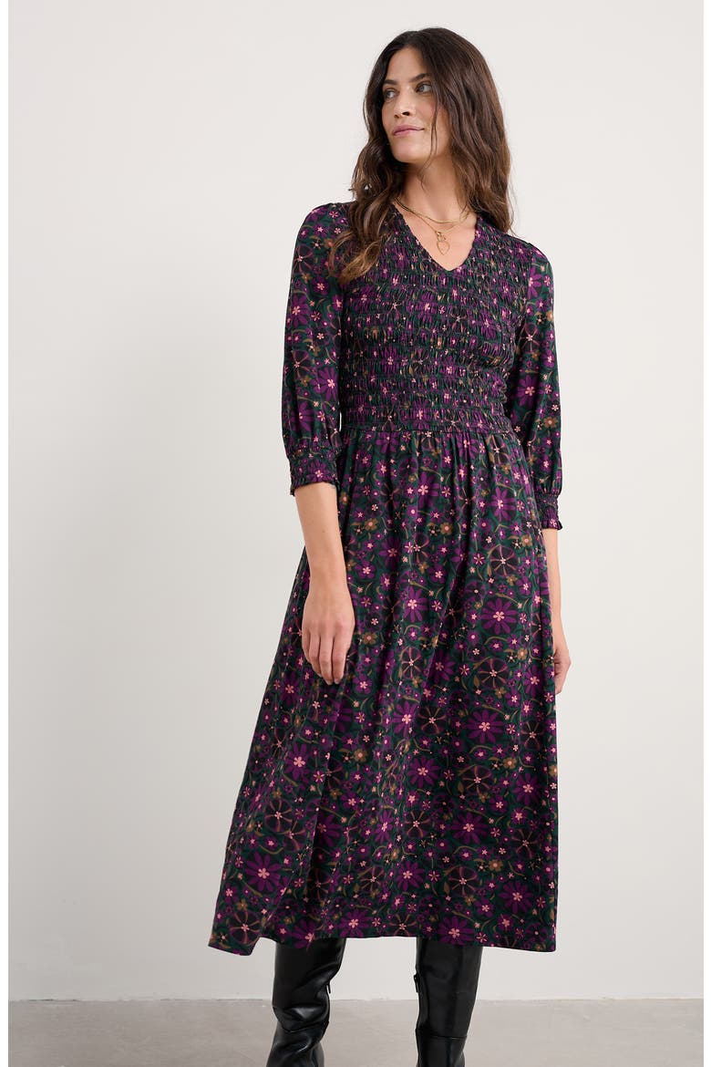 Sea Sound Floral Smocked Midi Dress
