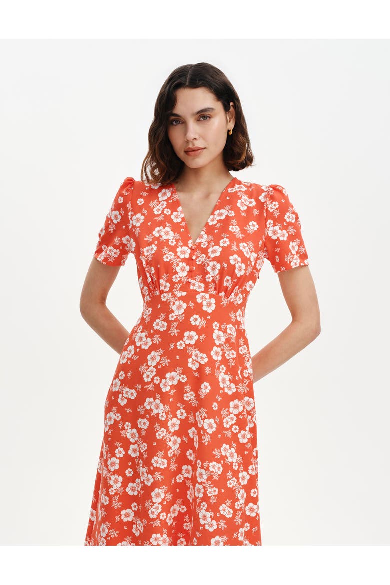 Nieve V-Neck Short Sleeve Midi Dress