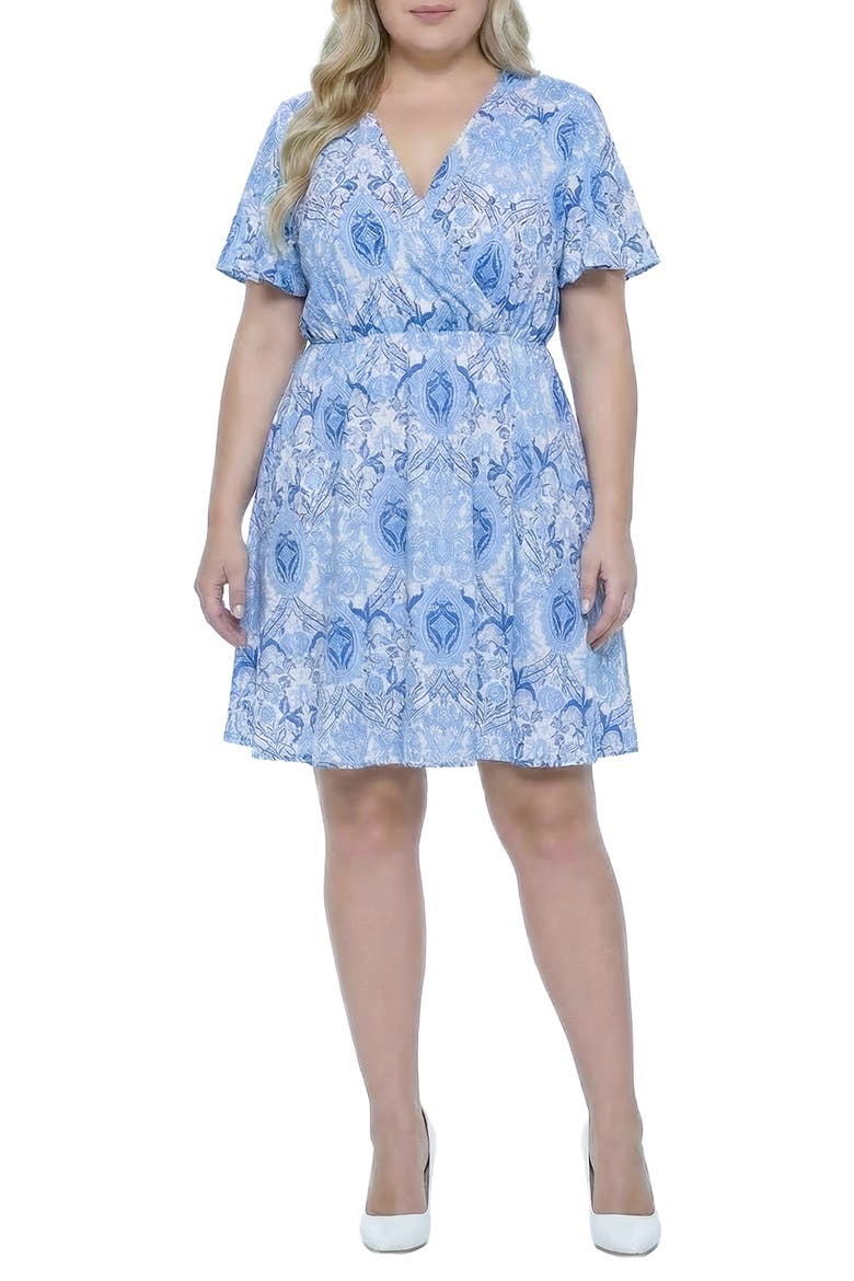 Floral Print Surplice Neck Dress