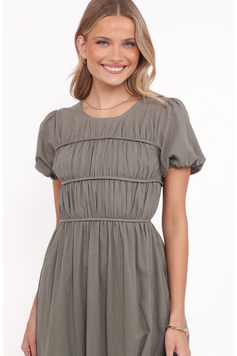 Deloria Shirred Ruffle Maxi Dress