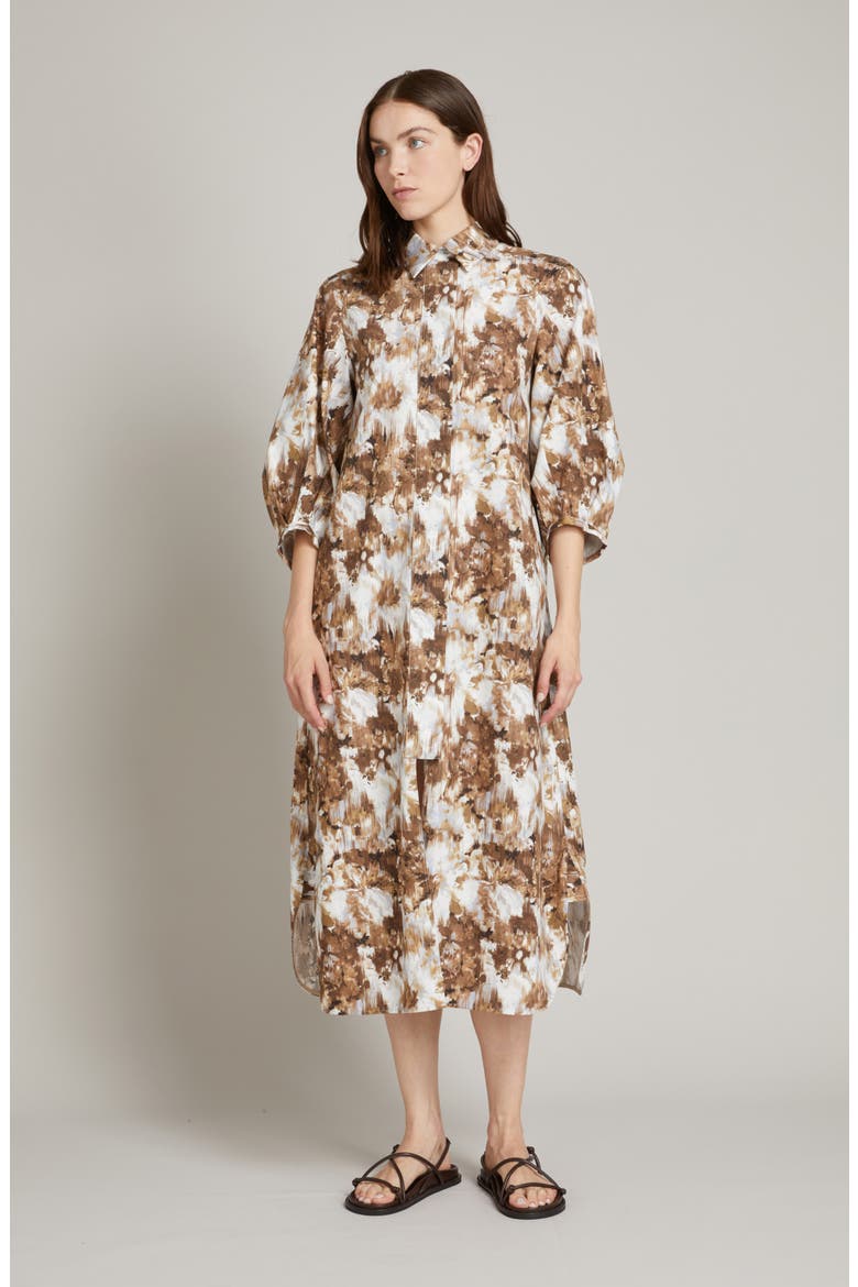 Falda Abstract Print Cotton Midi Shirtdress