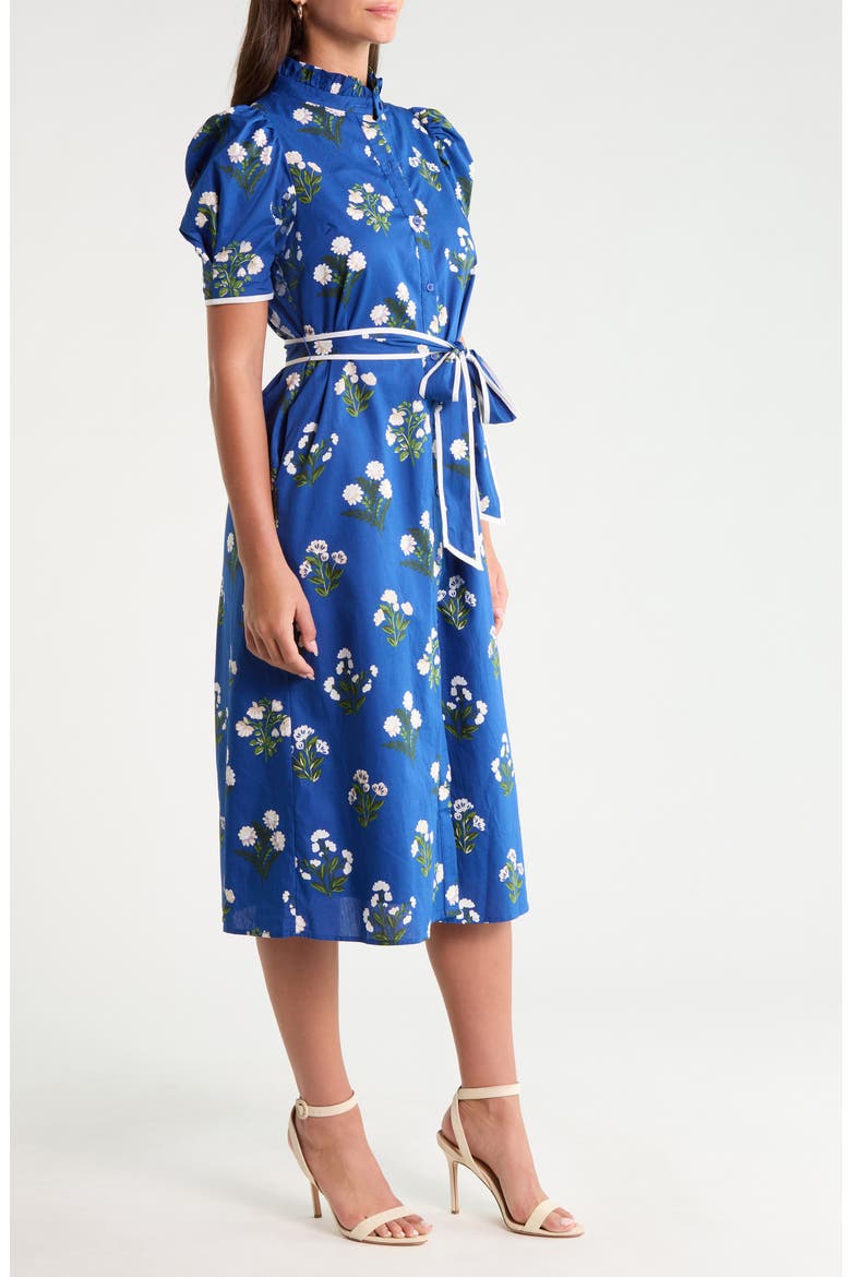 Gianny Puff Sleeve Tie Waist Midi Dress