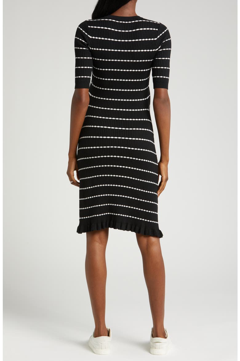 Women's Knee Length Striped Maternity & Nursing Sweater Dress in Cotton Knit