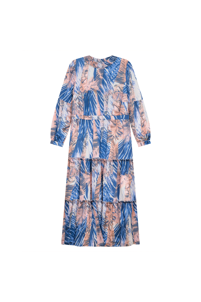 Floral Tiered Smocked Neck Midi Dress