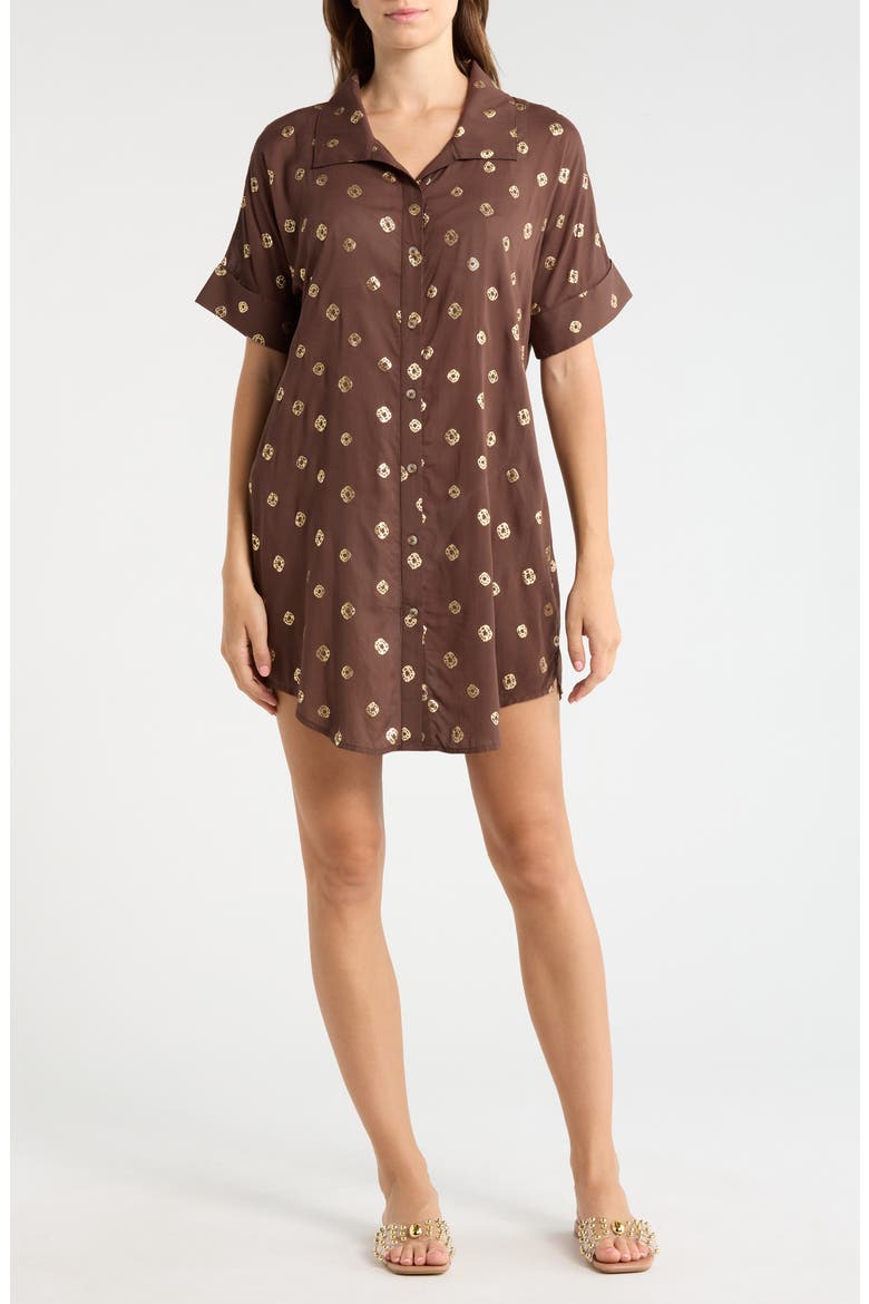 Metallic Dot Cover-Up Shirtdress