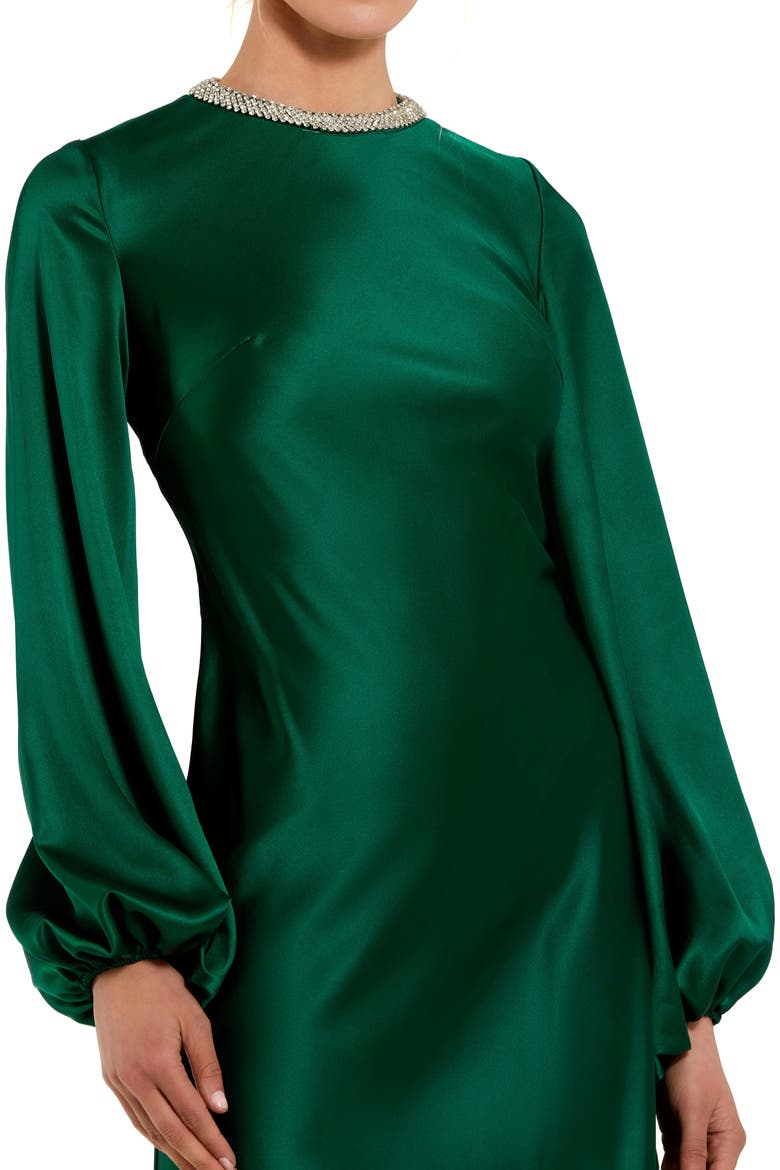 Petite Crystal Embellished High Neck Satin Dress