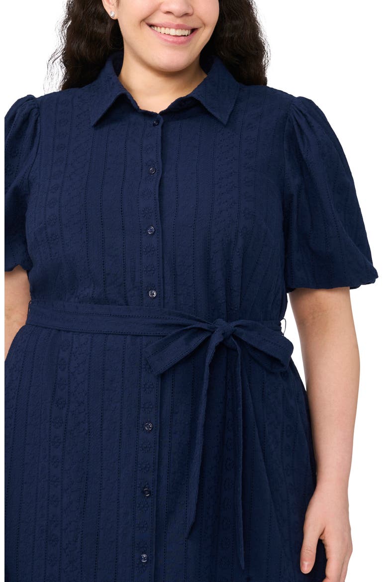 Embroidered Tie Waist Maxi Shirtdress