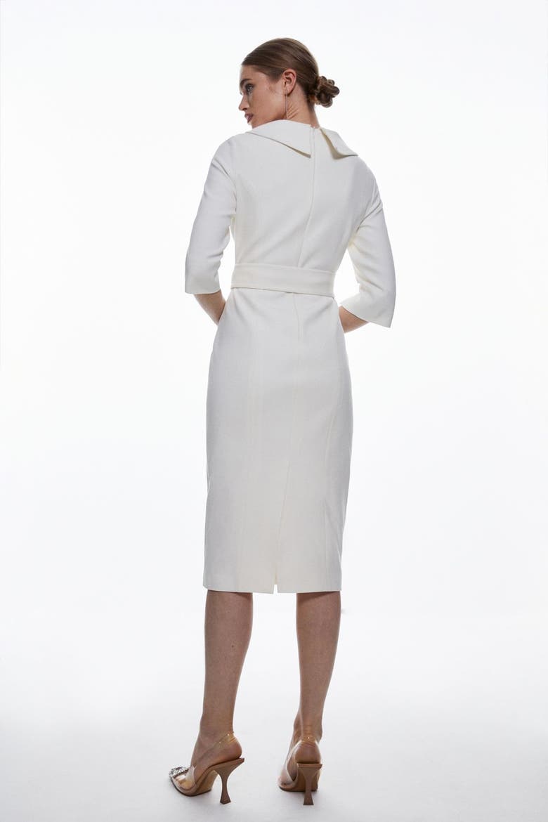 Crepe Roll Neck Pencil Midi Dress