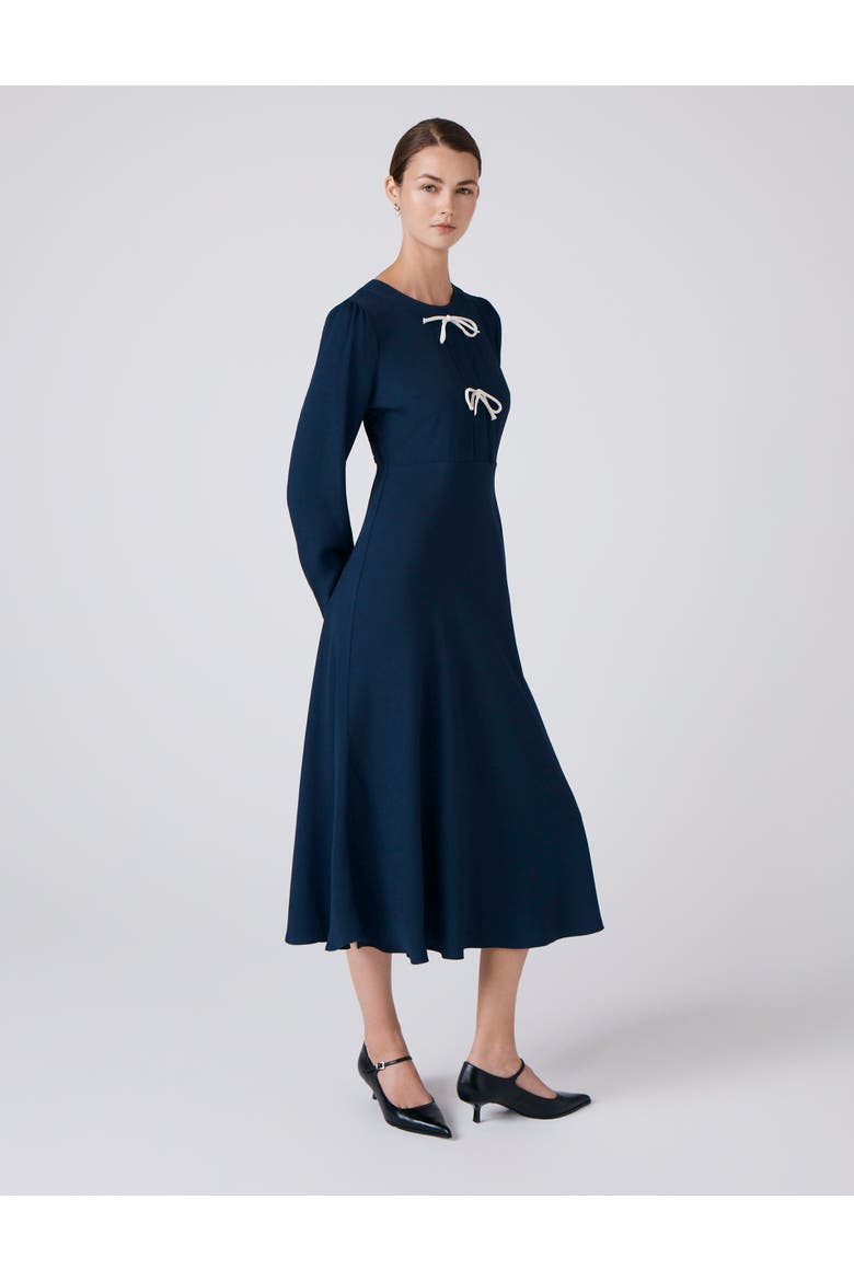 Cora Crepe Tie Front Midi Dress