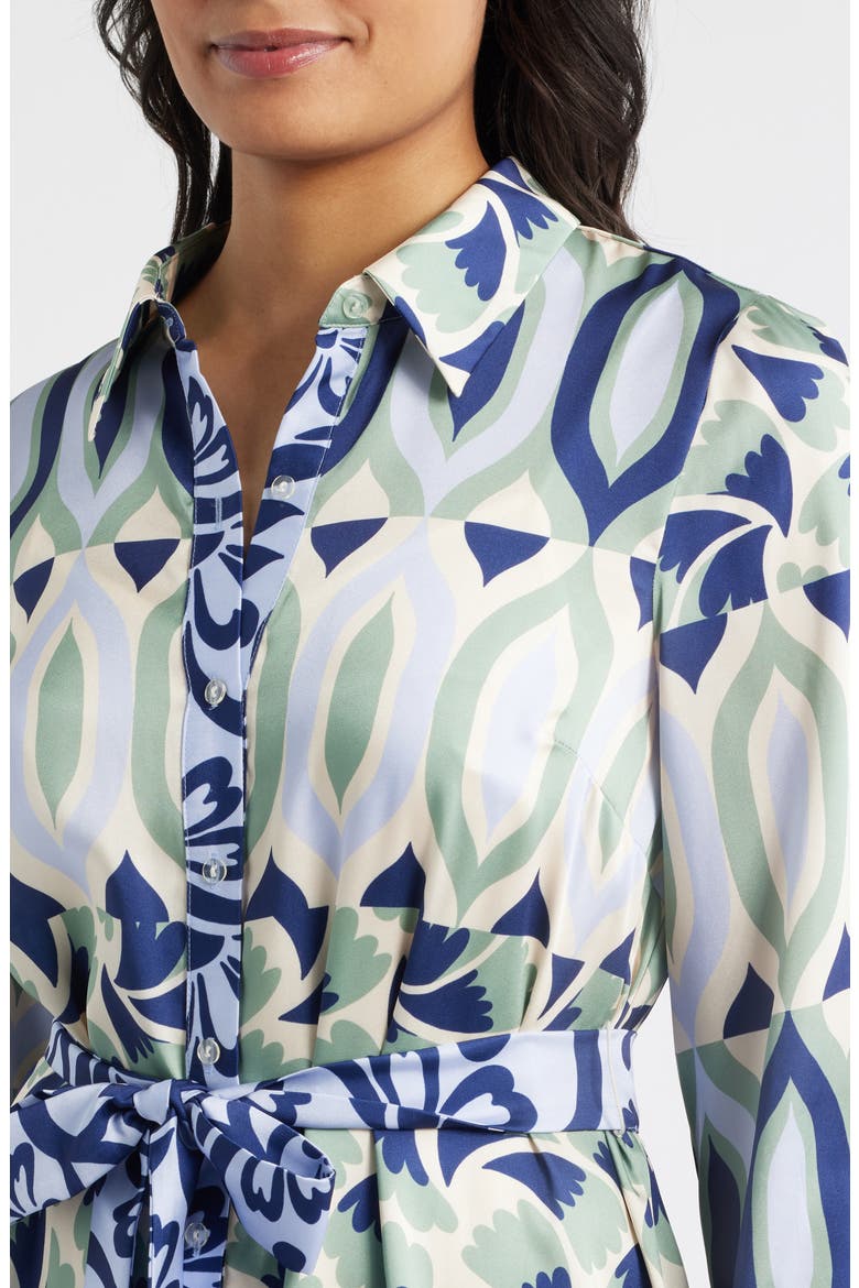 Mixed Print Mini Shirtdress