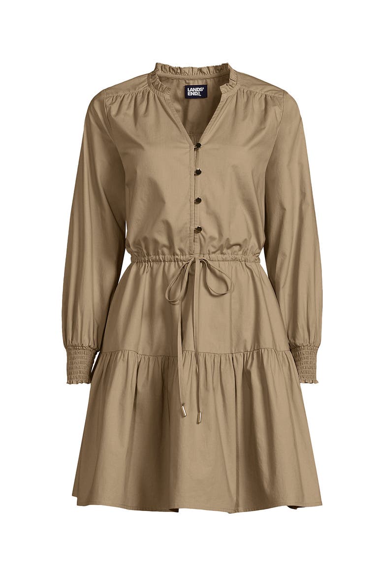 Long Sleeve Cotton Poplin Mini Popover Dress
