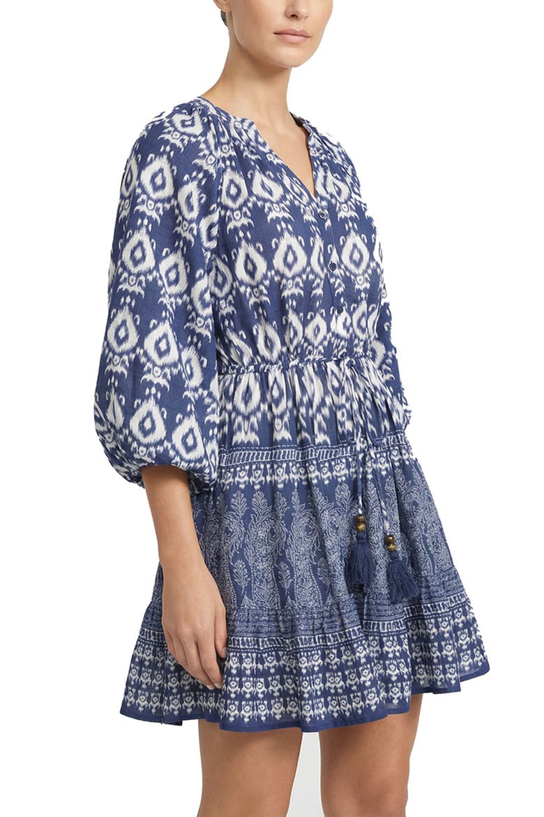 Sam Balloon Sleeve Elastic-Waist Mini Shirtdress