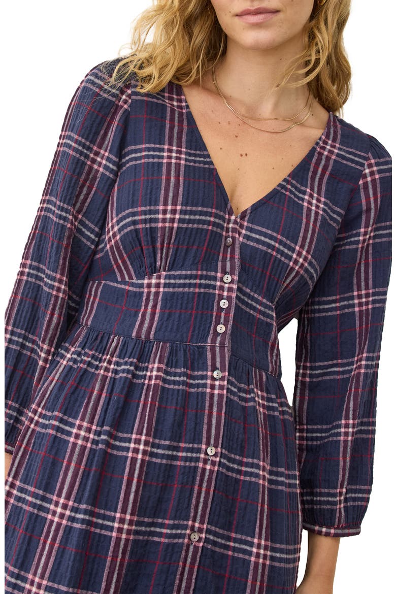 Maeve Plaid Long Sleeve Tiered Midi Dress