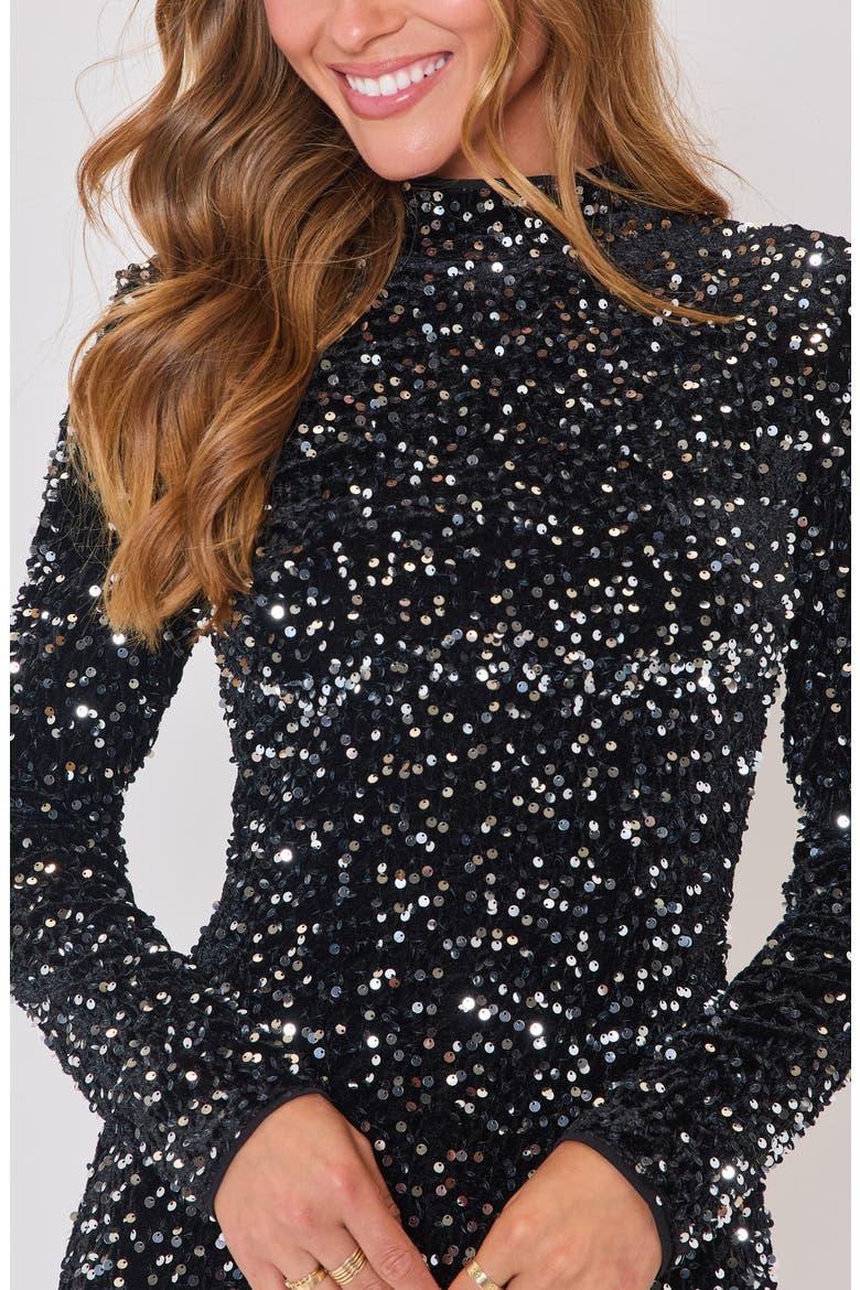 Cheers Sequin Long Sleeve Minidress
