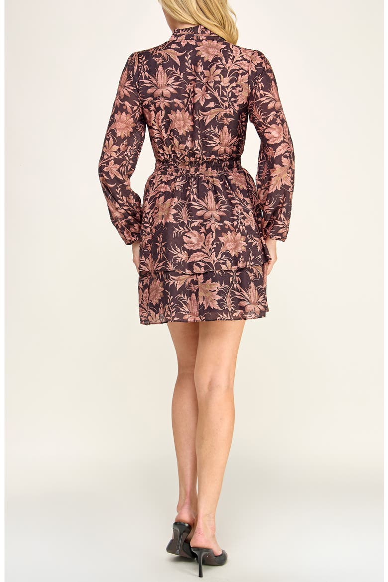 Floral Print Tiered Long Sleeve Minidress