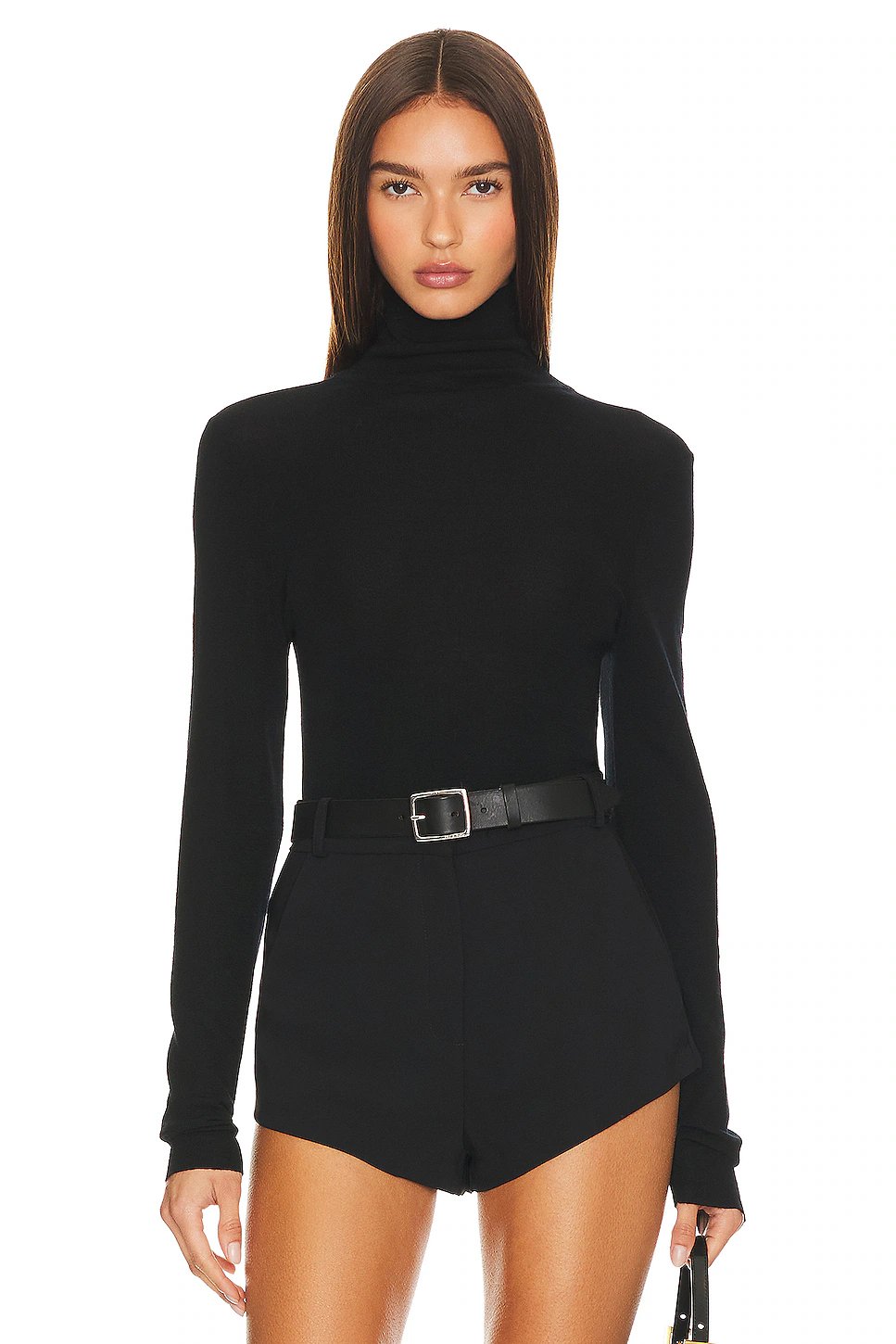 AEXAE Wool Sheer Top in Black - Image 1
