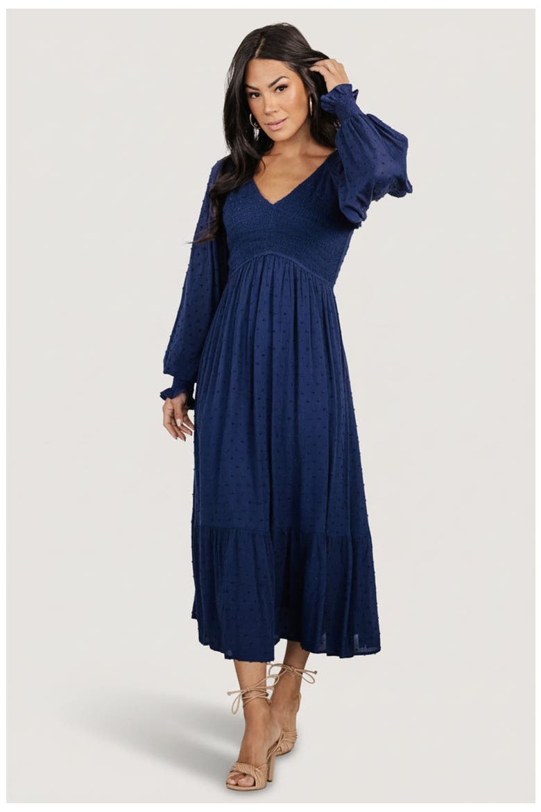 Lainey Smocked Dotted Midi Dress