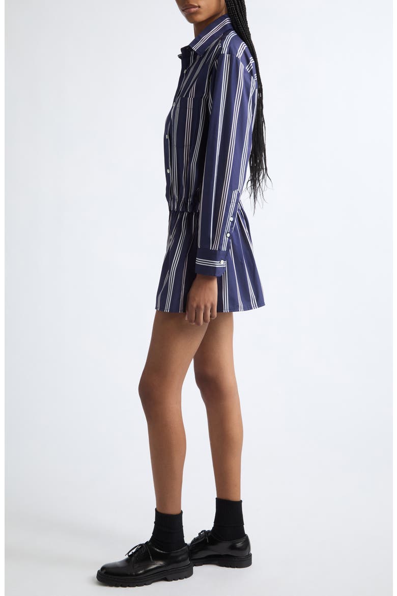 Stripe Long Sleeve Cotton Mini Shirtdress
