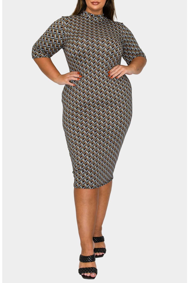 Gallarda Chevron Print Bodycon Midi Dress