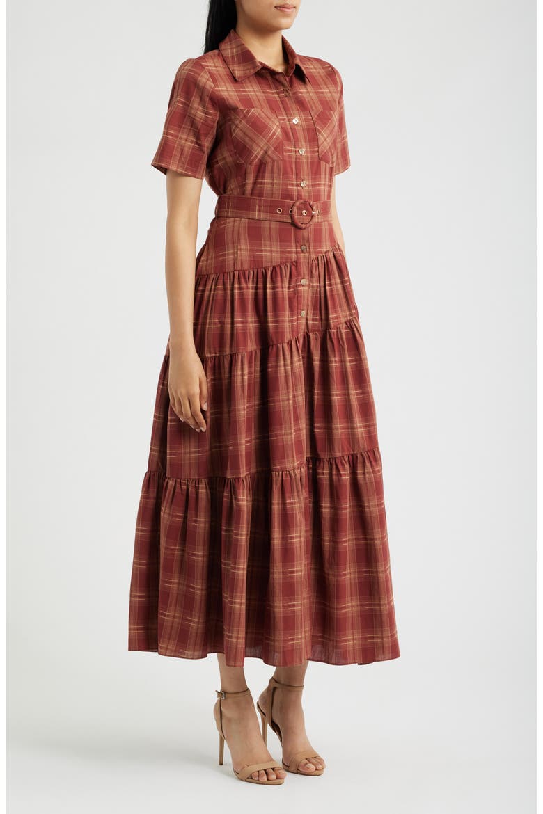 Plaid Belted Maxi Dress