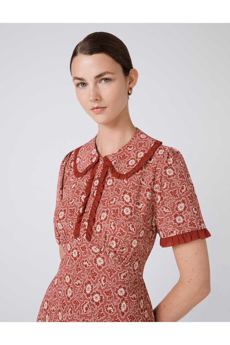 Taylor Floral Crepe Midi Tea Dress