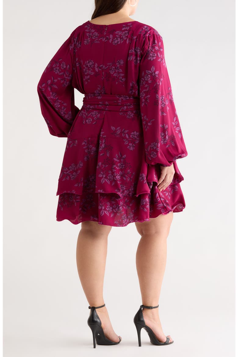 Zurum Floral Print Fringe Long Sleeve Dress