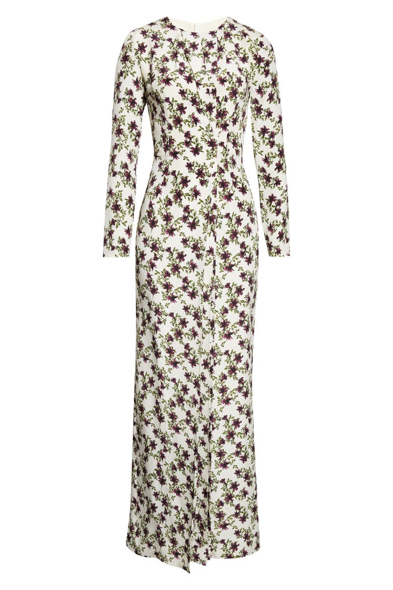 Silverio Floral Long Sleeve Silk Crêpe de Chine Maxi Dress