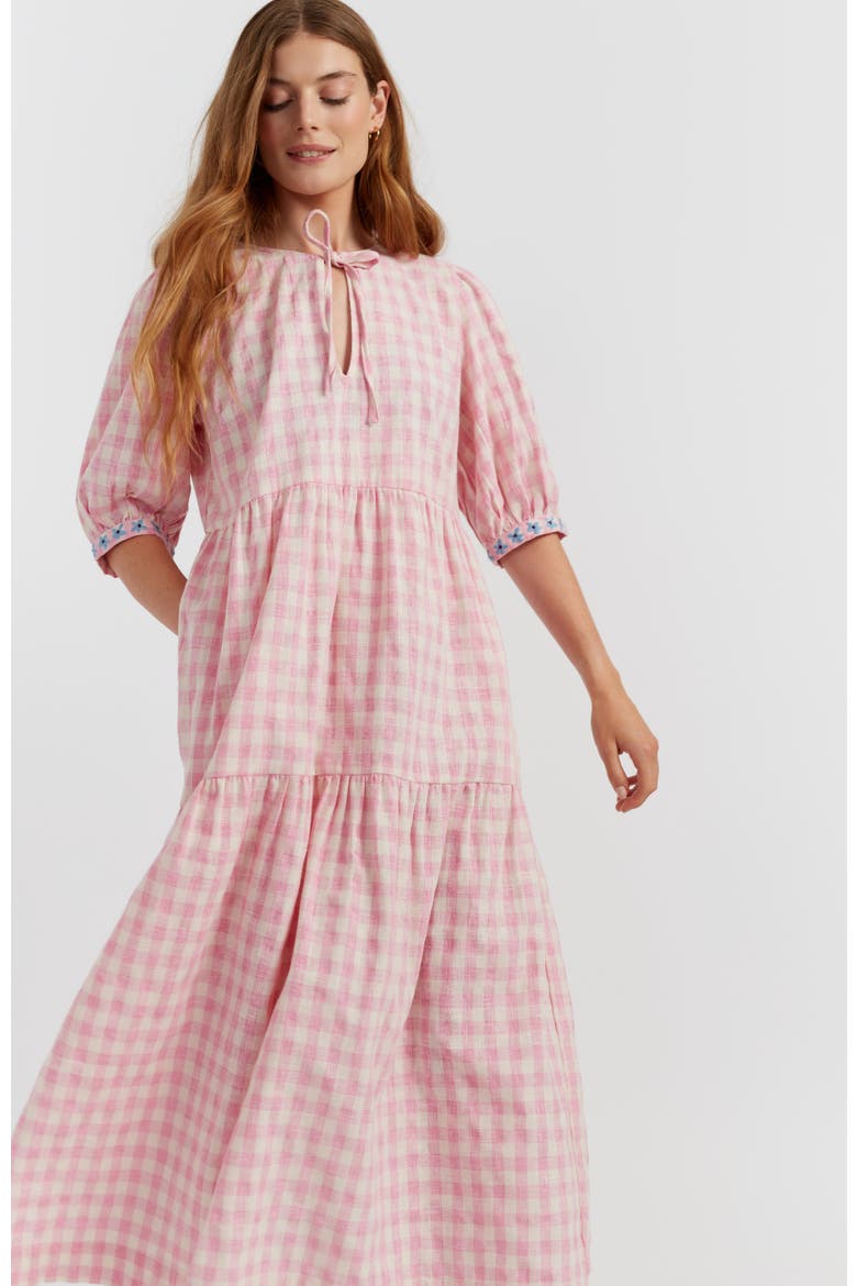 Linen Blend Gingham Day Dress