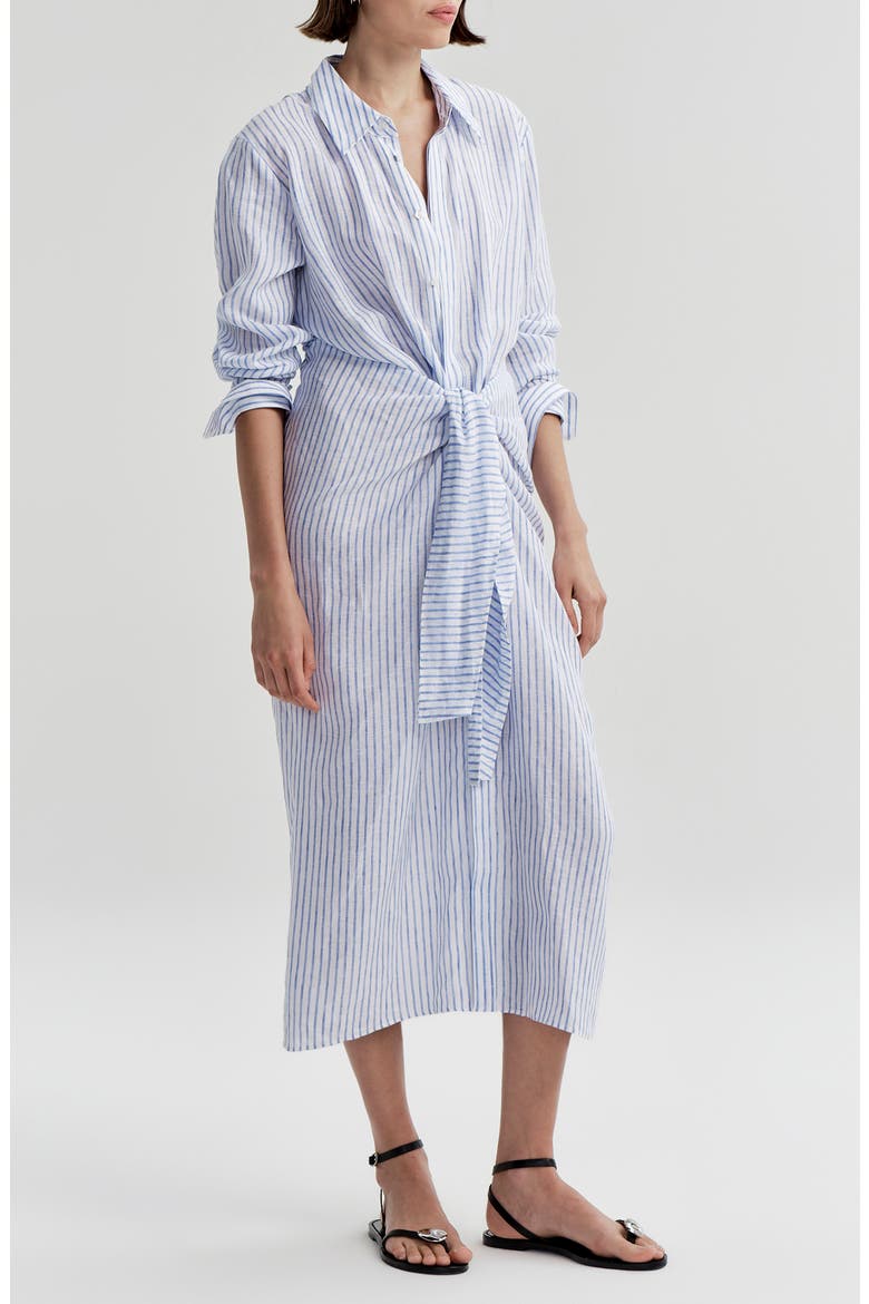 Mila Striped Linen Midi Shirtdress